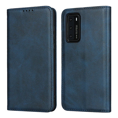 Leather Case Stands Flip Cover T11 Holder for Huawei P40 Blue