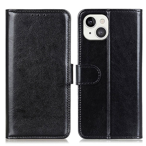 Leather Case Stands Flip Cover T12 Holder for Apple iPhone 15 Black