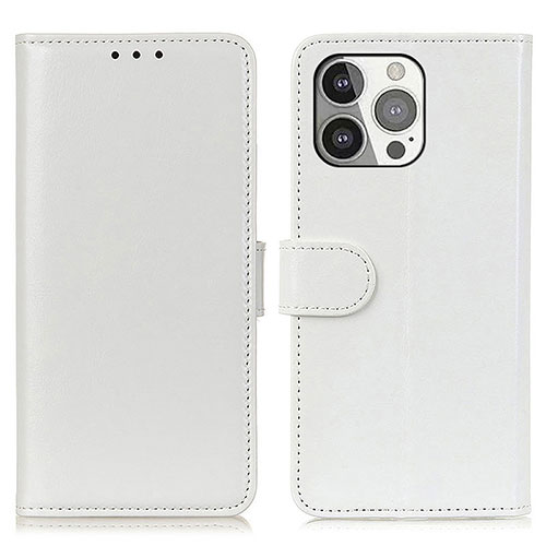 Leather Case Stands Flip Cover T12 Holder for Apple iPhone 15 Pro Max White