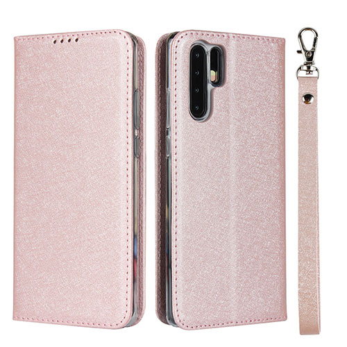 Leather Case Stands Flip Cover T12 Holder for Huawei P30 Pro New Edition Rose Gold