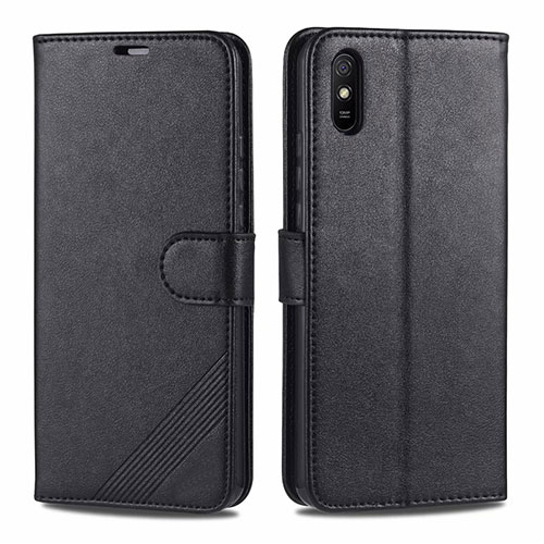 Leather Case Stands Flip Cover T12 Holder for Xiaomi Redmi 9A Black