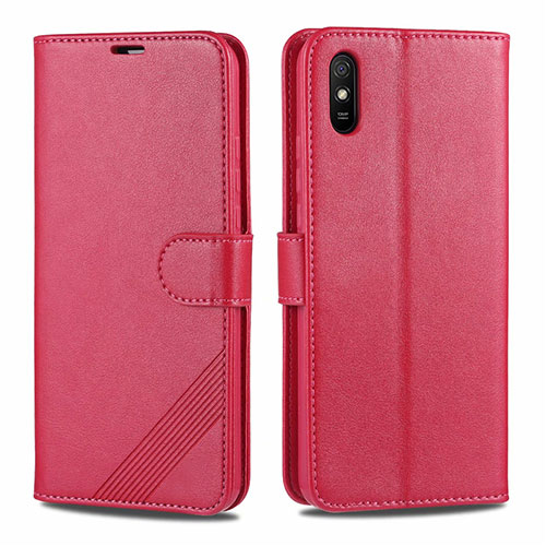 Leather Case Stands Flip Cover T12 Holder for Xiaomi Redmi 9A Red