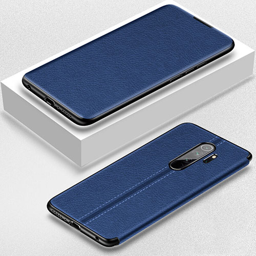 Leather Case Stands Flip Cover T12 Holder for Xiaomi Redmi Note 8 Pro Blue