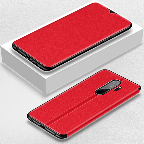 Leather Case Stands Flip Cover T12 Holder for Xiaomi Redmi Note 8 Pro Red