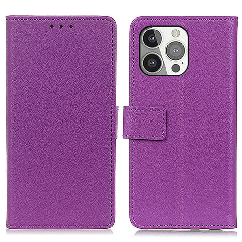 Leather Case Stands Flip Cover T14 Holder for Apple iPhone 13 Pro Max Purple