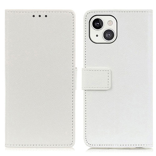 Leather Case Stands Flip Cover T14 Holder for Apple iPhone 15 White