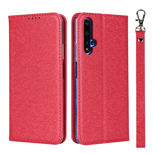 Leather Case Stands Flip Cover T14 Holder for Huawei Honor 20S Red