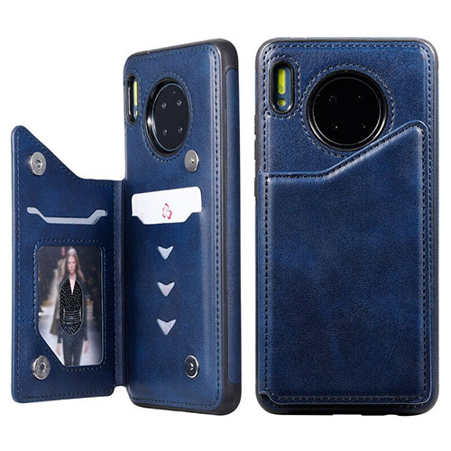 Leather Case Stands Flip Cover T14 Holder for Huawei Mate 30 Pro 5G Blue