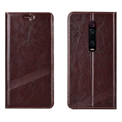 Leather Case Stands Flip Cover T14 Holder for Xiaomi Redmi K20 Brown