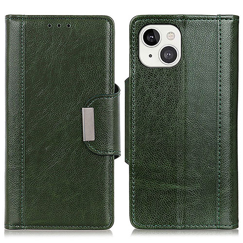 Leather Case Stands Flip Cover T15 Holder for Apple iPhone 13 Green