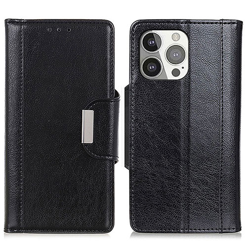 Leather Case Stands Flip Cover T15 Holder for Apple iPhone 13 Pro Black