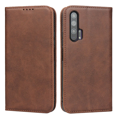 Leather Case Stands Flip Cover T15 Holder for Huawei Honor 20 Pro Brown