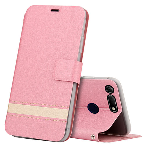 Leather Case Stands Flip Cover T15 Holder for Huawei Honor V20 Rose Gold