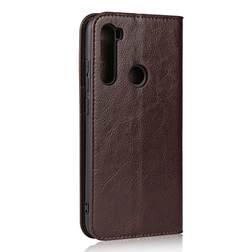 Leather Case Stands Flip Cover T15 Holder for Xiaomi Redmi Note 8T Brown