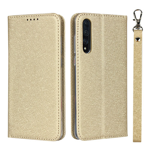 Leather Case Stands Flip Cover T16 Holder for Huawei P20 Pro Gold