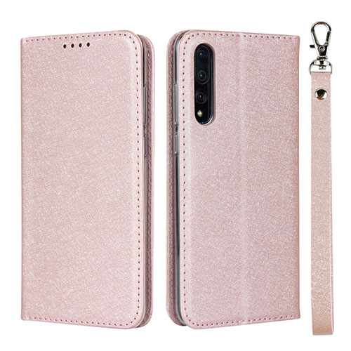 Leather Case Stands Flip Cover T16 Holder for Huawei P20 Pro Rose Gold