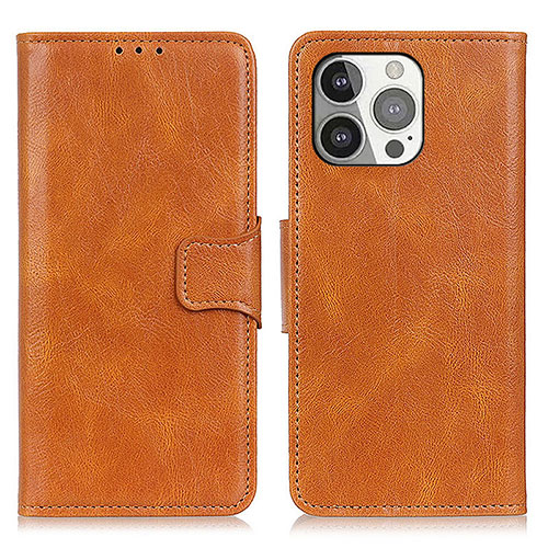 Leather Case Stands Flip Cover T17 Holder for Apple iPhone 14 Pro Brown