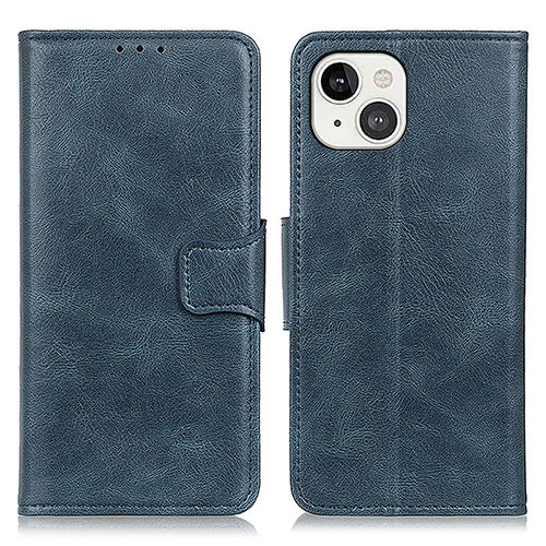 Leather Case Stands Flip Cover T17 Holder for Apple iPhone 15 Blue