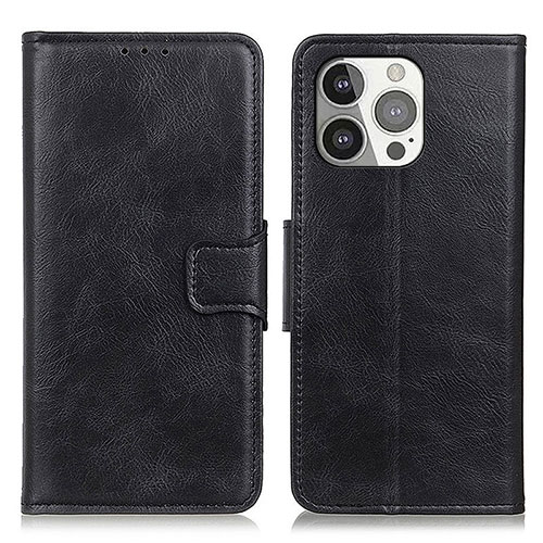 Leather Case Stands Flip Cover T17 Holder for Apple iPhone 15 Pro Black