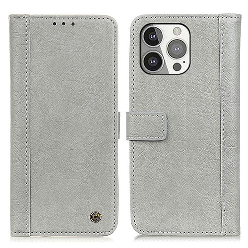 Leather Case Stands Flip Cover T18 Holder for Apple iPhone 13 Pro Max Gray