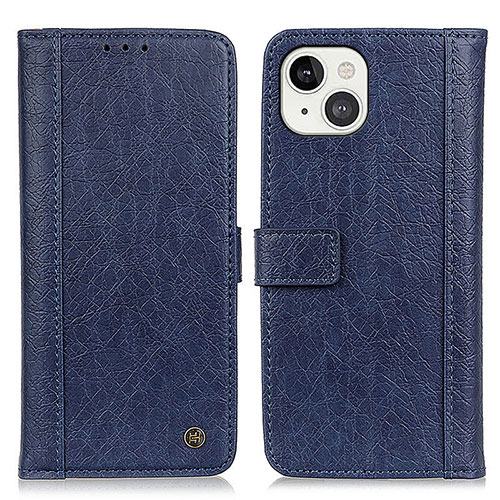 Leather Case Stands Flip Cover T18 Holder for Apple iPhone 15 Blue