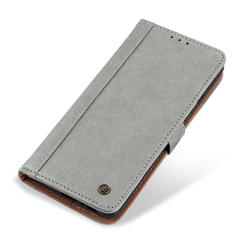 Leather Case Stands Flip Cover T19 Holder for Apple iPhone 15 Pro Max Gray