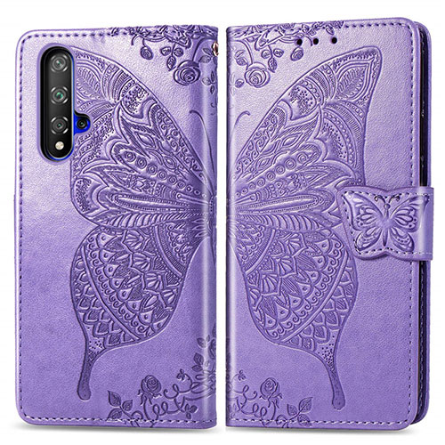 Leather Case Stands Flip Cover T19 Holder for Huawei Honor 20S Purple