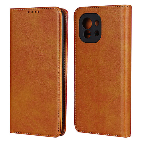 Leather Case Stands Flip Cover T20 Holder for Xiaomi Mi 11 Lite 5G NE Light Brown