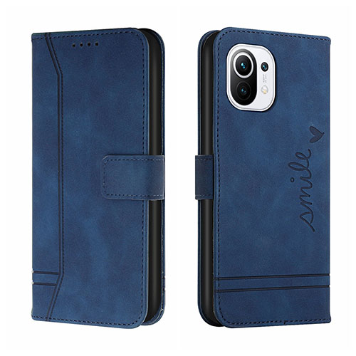 Leather Case Stands Flip Cover T22 Holder for Xiaomi Mi 11 Lite 4G Blue