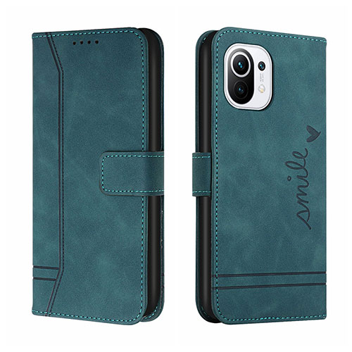 Leather Case Stands Flip Cover T22 Holder for Xiaomi Mi 11 Lite 5G NE Green