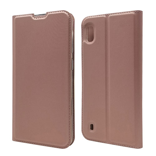 Leather Case Stands Flip Cover U01 Holder for Samsung Galaxy A10 Rose Gold