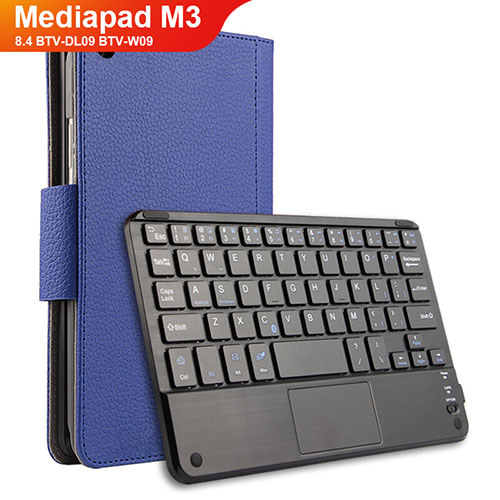 Leather Case Stands Flip Cover with Keyboard for Huawei Mediapad M3 8.4 BTV-DL09 BTV-W09 Blue