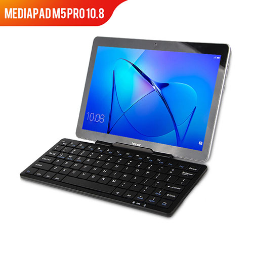 Leather Case Stands Flip Cover with Keyboard L01 for Huawei MediaPad M5 Pro 10.8 Black