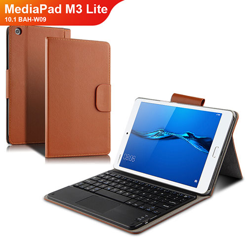 Leather Case Stands Flip Cover with Keyboard L02 for Huawei MediaPad M3 Lite 10.1 BAH-W09 White