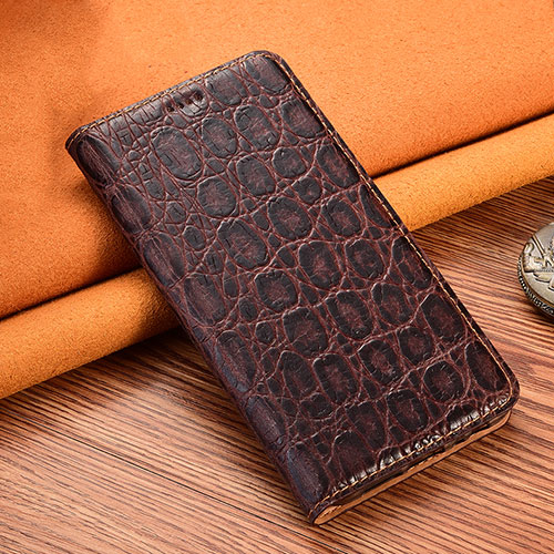 Leather Case Stands Flip Cover Z07 Holder for Apple iPhone 15 Pro Brown