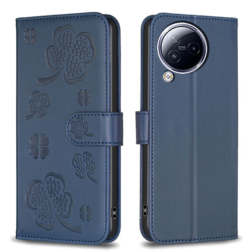 Leather Case Stands Flip Flowers Cover Holder BF1 for Xiaomi Civi 3 5G Blue