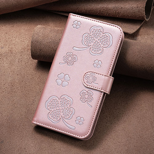 Leather Case Stands Flip Flowers Cover Holder BF2 for Google Pixel 7 5G Rose Gold