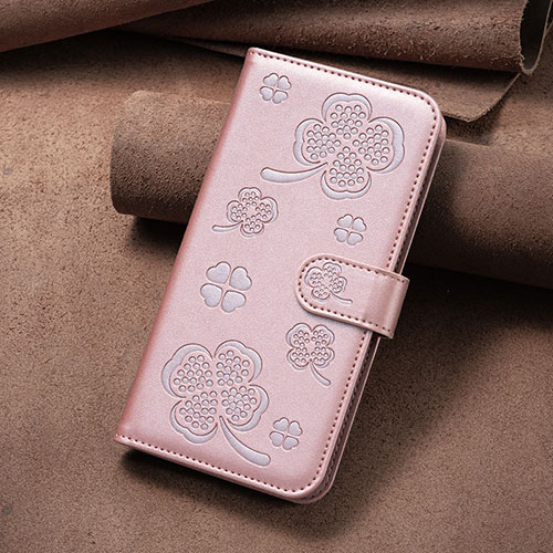 Leather Case Stands Flip Flowers Cover Holder BF2 for Google Pixel 7a 5G Rose Gold