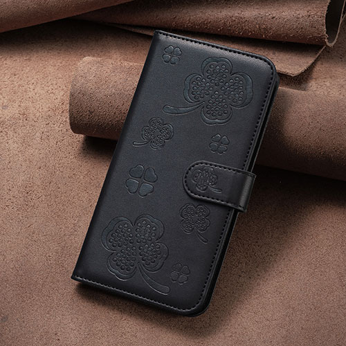 Leather Case Stands Flip Flowers Cover Holder BF2 for Oppo A77 4G Black