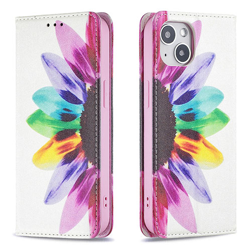 Leather Case Stands Flip Flowers Cover Holder for Apple iPhone 14 Colorful