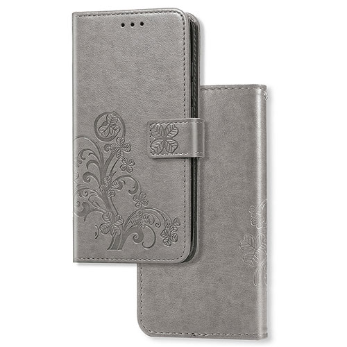 Leather Case Stands Flip Flowers Cover Holder for Huawei P Smart Z (2019) Gray