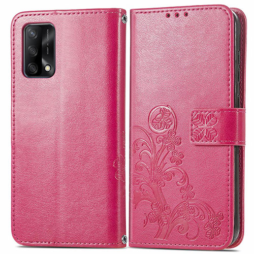 Leather Case Stands Flip Flowers Cover Holder for Oppo F19s Red