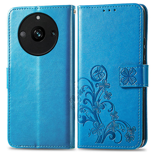 Leather Case Stands Flip Flowers Cover Holder for Realme 11 Pro 5G Blue