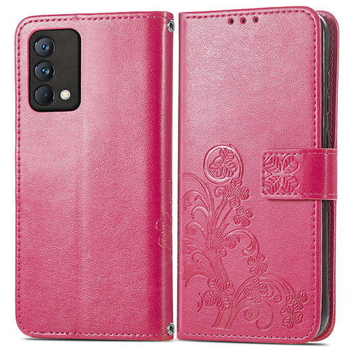 Leather Case Stands Flip Flowers Cover Holder for Realme GT Master 5G Hot Pink