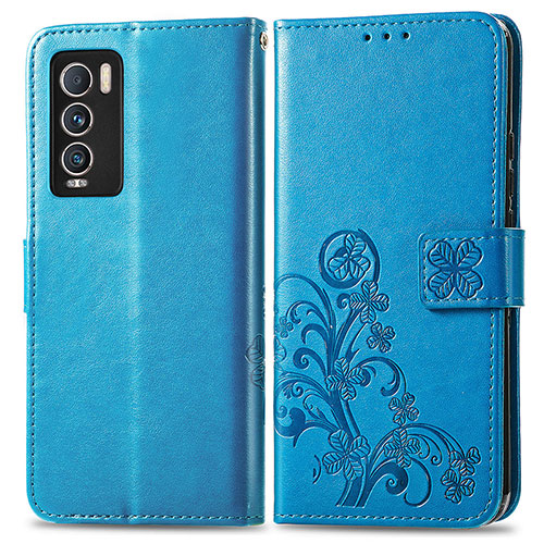 Leather Case Stands Flip Flowers Cover Holder for Realme GT Master Explorer 5G Blue