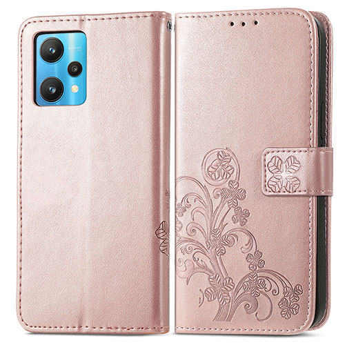 Leather Case Stands Flip Flowers Cover Holder for Realme Narzo 50 Pro 5G Rose Gold