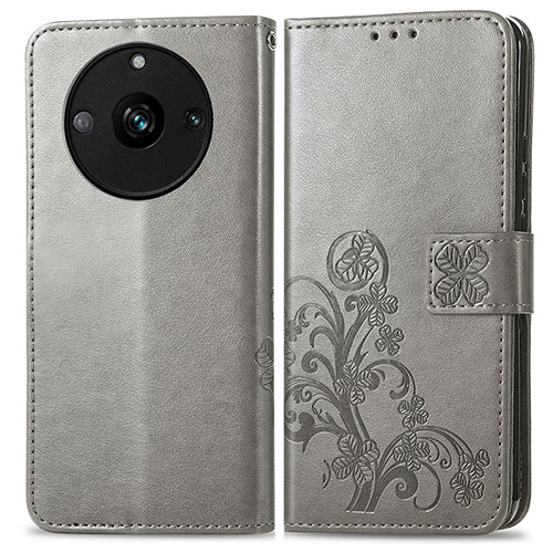 Leather Case Stands Flip Flowers Cover Holder for Realme Narzo 60 Pro 5G Gray