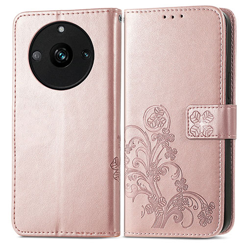 Leather Case Stands Flip Flowers Cover Holder for Realme Narzo 60 Pro 5G Rose Gold