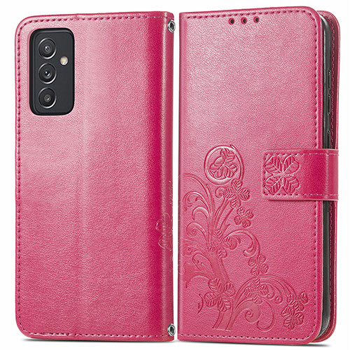 Leather Case Stands Flip Flowers Cover Holder for Samsung Galaxy A15 4G Red