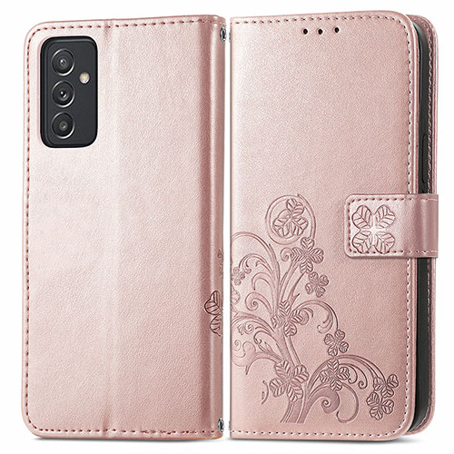 Leather Case Stands Flip Flowers Cover Holder for Samsung Galaxy A15 5G Pink